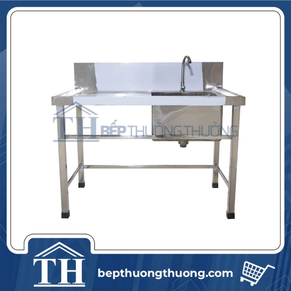 chậu rửa công nghiệp 1 hố có bàn chờ